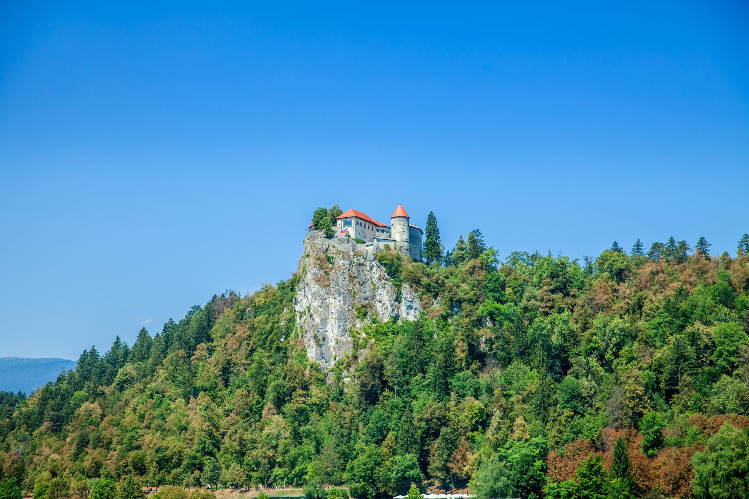 castle on top of the cliff in summer time